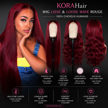 Wig Lisse & Loose Wave Rouge 200% - KoraHair